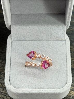 Ethereal & Stunning Natural Pink Mystic Topaz 6mm Heart 14K Rose Gold Ring 6.75